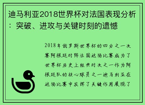 迪马利亚2018世界杯对法国表现分析：突破、进攻与关键时刻的遗憾