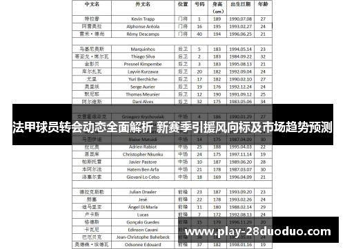 法甲球员转会动态全面解析 新赛季引援风向标及市场趋势预测